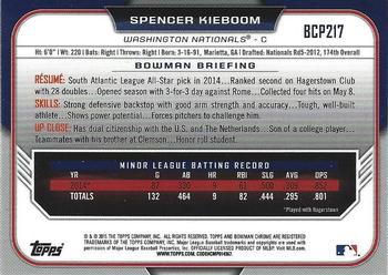 2015 Bowman Chrome - Prospects #BCP217 Spencer Kieboom Back