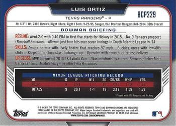 2015 Bowman Chrome - Prospects #BCP229 Luis Ortiz Back