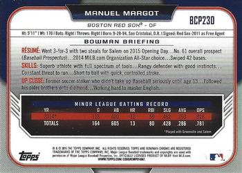 2015 Bowman Chrome - Prospects #BCP230 Manuel Margot Back
