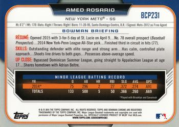 2015 Bowman Chrome - Prospects #BCP231 Amed Rosario Back