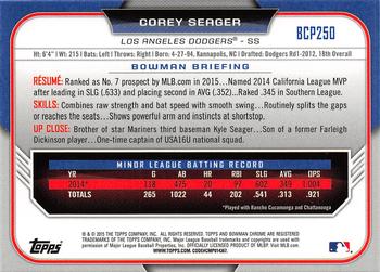 2015 Bowman Chrome - Prospects #BCP250 Corey Seager Back