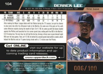 1999 Upper Deck - Exclusives Bronze #104 Derrek Lee  Back