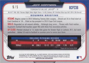 2015 Bowman Chrome - Prospects Red Refractors #BCP236 Jeff Hoffman Back