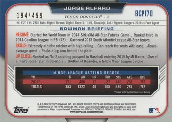 2015 Bowman Chrome - Prospects Refractors #BCP170 Jorge Alfaro Back
