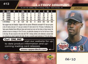 1999 Upper Deck - Exclusives Gold #413 LaTroy Hawkins  Back