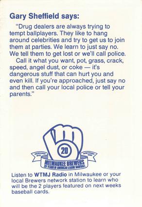 1989 Milwaukee Brewers Police - Caledonia PD #NNO Gary Sheffield Back