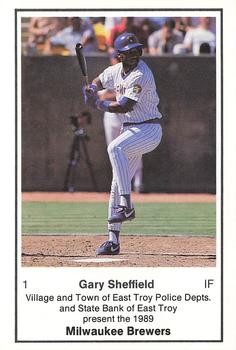 1989 Milwaukee Brewers Police - Village & Town of East Troy Police Depts. & State Bank of East Troy #NNO Gary Sheffield Front