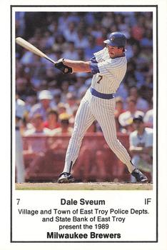 1989 Milwaukee Brewers Police - Village & Town of East Troy Police Depts. & State Bank of East Troy #NNO Dale Sveum Front