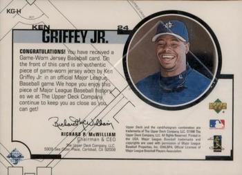 1999 Upper Deck - Game Jerseys (Series One) #KG-H Ken Griffey Jr. Back