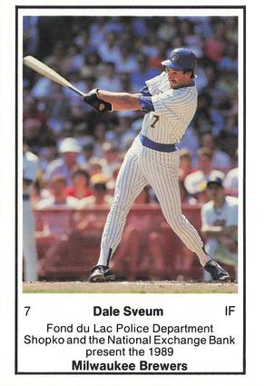 1989 Milwaukee Brewers Police - Fond du Lac Police Department, Shopko and the National Exchange Bank #NNO Dale Sveum Front