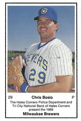 1989 Milwaukee Brewers Police - Hales Corners Police Department and Tri City National Bank of Hales Corners #NNO Chris Bosio Front