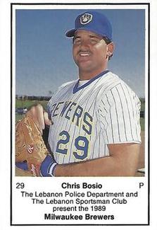 1989 Milwaukee Brewers Police - Lebanon #NNO Chris Bosio Front