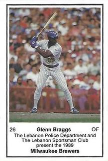1989 Milwaukee Brewers Police - Lebanon #NNO Glenn Braggs Front