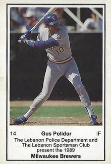 1989 Milwaukee Brewers Police - Lebanon #NNO Gus Polidor Front
