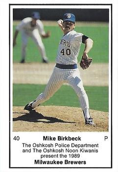 1989 Milwaukee Brewers Police - Oshkosh Police Department and The Oshkosh Noon Kiwanis #NNO Mike Birkbeck Front