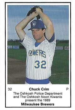 1989 Milwaukee Brewers Police - Oshkosh Police Department and The Oshkosh Noon Kiwanis #NNO Chuck Crim Front