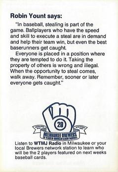 1989 Milwaukee Brewers Police - Oshkosh Police Department and The Oshkosh Noon Kiwanis #NNO Robin Yount Back