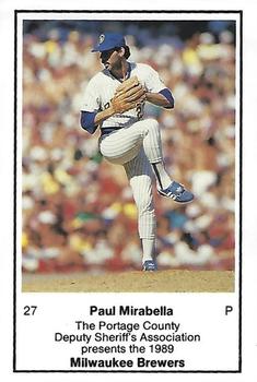 1989 Milwaukee Brewers Police - Portage County Deputy Sheriff's Association #NNO Paul Mirabella Front