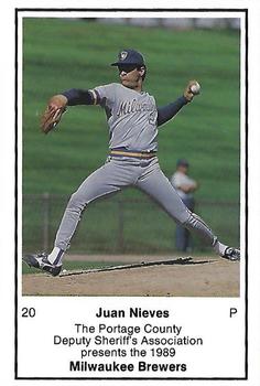 1989 Milwaukee Brewers Police - Portage County Deputy Sheriff's Association #NNO Juan Nieves Front