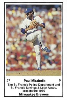 1989 Milwaukee Brewers Police - St. Francis Police Department and St. Francis Savings & Loan Assoc. #NNO Paul Mirabella Front