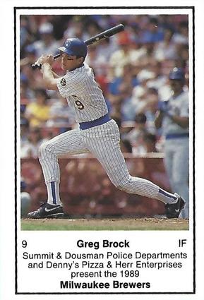 1989 Milwaukee Brewers Police - Summit & Dousman Police Departments and Denny's Pizza & Herr Enterprises #NNO Greg Brock Front