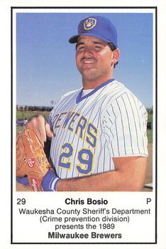 1989 Milwaukee Brewers Police - Waukesha County Sheriff's Department (Crime prevention division) #NNO Chris Bosio Front