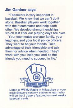 1989 Milwaukee Brewers Police - Waukesha County Sheriff's Department (Crime prevention division) #NNO Jim Gantner Back