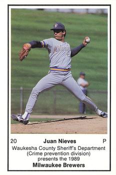 1989 Milwaukee Brewers Police - Waukesha County Sheriff's Department (Crime prevention division) #NNO Juan Nieves Front