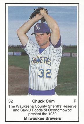1989 Milwaukee Brewers Police - Waukesha County Sheriff's Reserve, Sav-U Foods Oconomowoc #NNO Chuck Crim Front