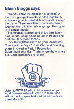 1989 Milwaukee Brewers Police - Waukesha Police Department and Fan Appreciation #NNO Glenn Braggs Back