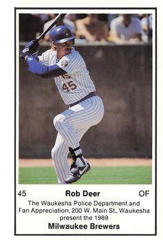 1989 Milwaukee Brewers Police - Waukesha Police Department and Fan Appreciation #NNO Rob Deer Front