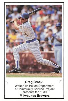 1989 Milwaukee Brewers Police - West Allis Police Department, A Community Service Project #NNO Greg Brock Front