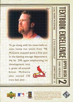 1999 Upper Deck - Textbook Excellence #T21 Mark McGwire  Back