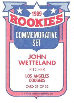 1990 Topps - Rookies Foil Test #31 John Wetteland Back