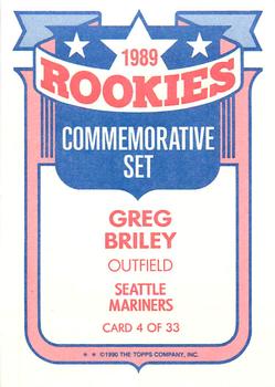 1990 Topps - Rookies Foil Test #4 Greg Briley Back