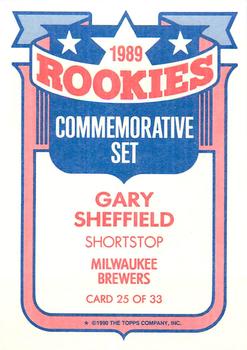 1990 Topps - Rookies Foil Test #25 Gary Sheffield Back
