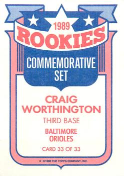 1990 Topps - Rookies Foil Test #33 Craig Worthington Back