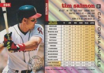 1994 Topps - Superstar Samplers Bowman #395 Tim Salmon Back