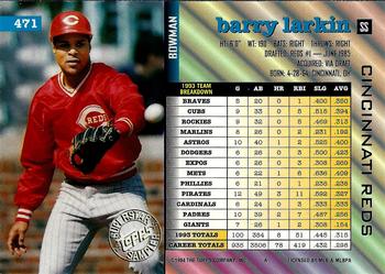 1994 Topps - Superstar Samplers Bowman #471 Barry Larkin Back