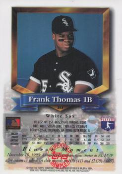 1994 Topps - Superstar Samplers Finest #203 Frank Thomas Back