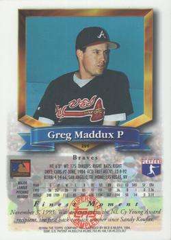 1994 Topps - Superstar Samplers Finest #209 Greg Maddux Back