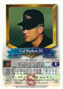 1994 Topps - Superstar Samplers Finest #235 Cal Ripken Back