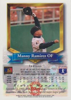 1994 Topps - Superstar Samplers Finest #430 Manny Ramirez Back