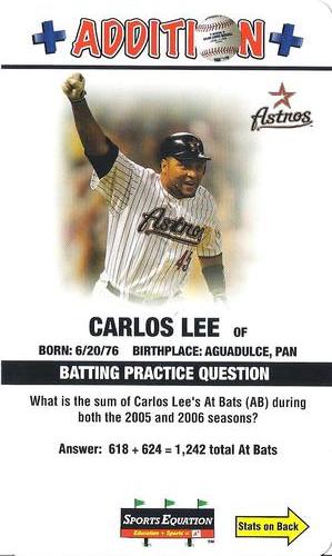 2008 Sports Equation Math Learning Cards: Addition & Subtraction #10 Carlos Lee Front