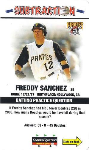 2008 Sports Equation Math Learning Cards: Addition & Subtraction #29 Freddy Sanchez Front