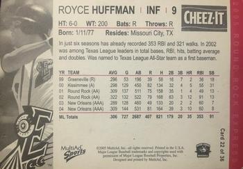 2005 MultiAd Round Rock Express #22 Royce Huffman Back