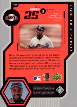 1999 Upper Deck - View to a Thrill #V25 Barry Bonds  Back
