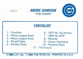 1988 Star Andre Dawson #1 Andre Dawson Back