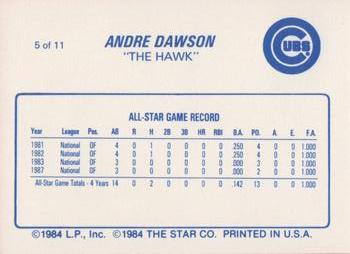 1988 Star Andre Dawson #5 Andre Dawson Back