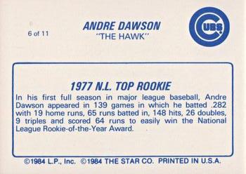 1988 Star Andre Dawson #6 Andre Dawson Back